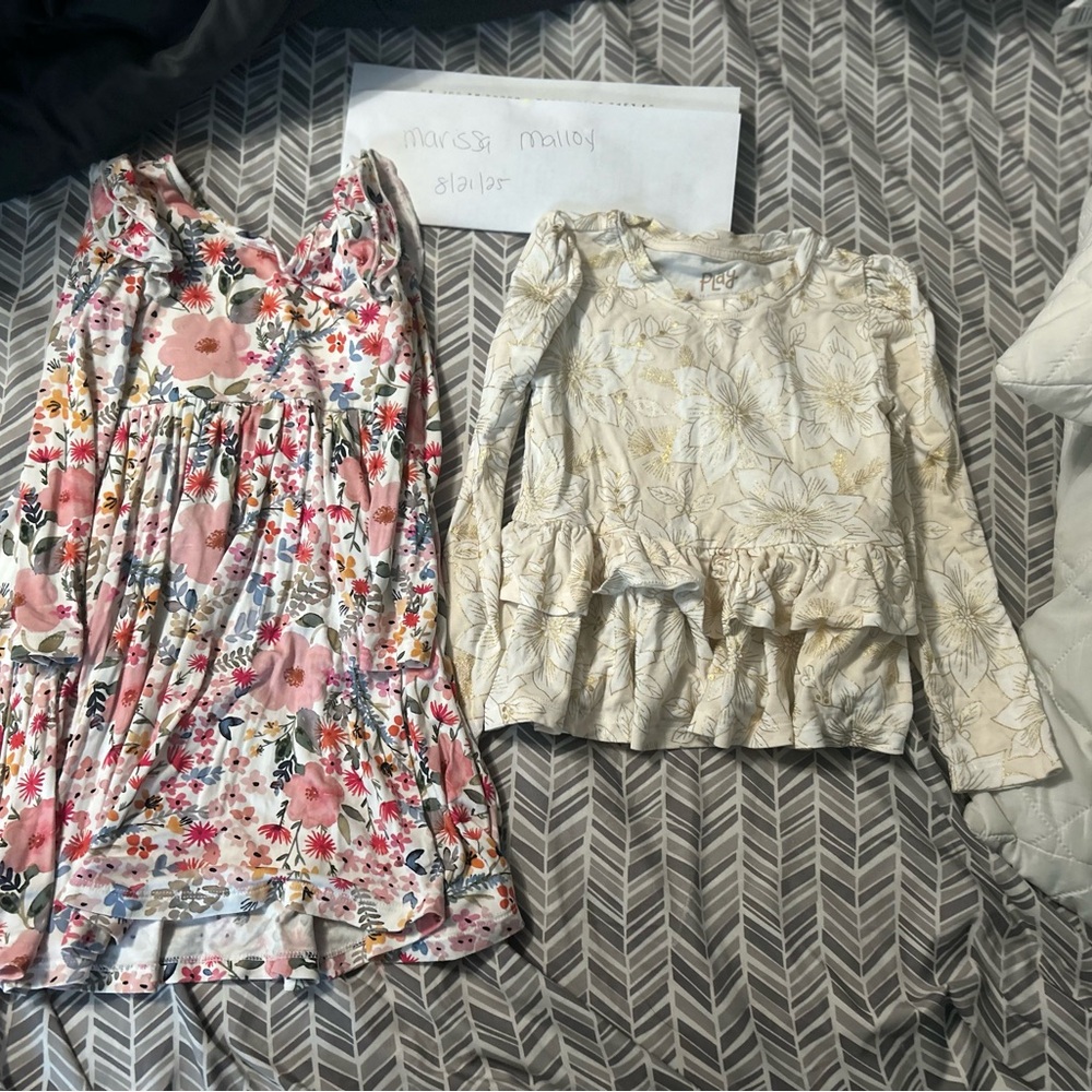 Little sleepies Floral Dress and Cream Top Set